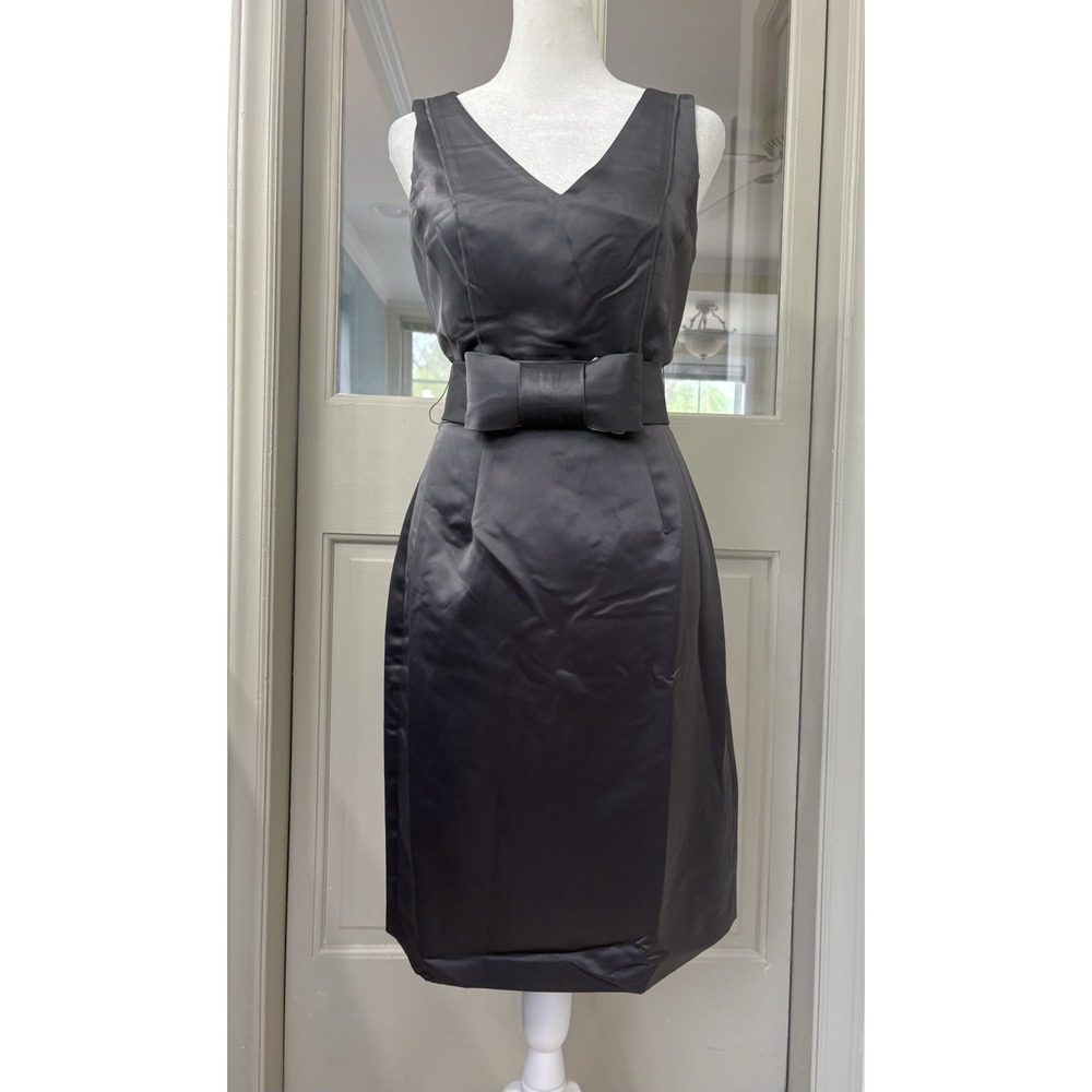 Nue By Shani Silver Bow Dress Size 4 Built In Shapewear‎ NWT Cocktail